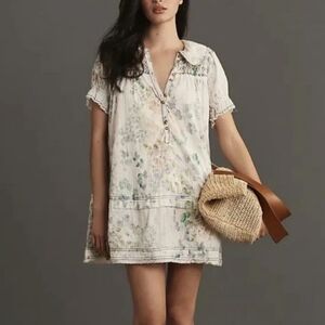 Anthropologie Pilcro The Findley Puff-Sleeve Collared Mini Babydoll Dress XXSP